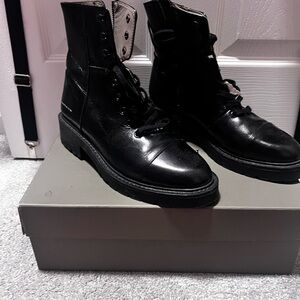 All Saints Black Lace Up Boots